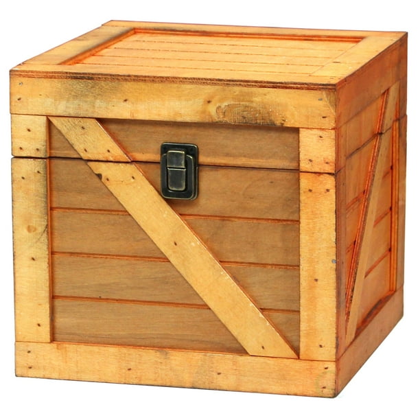 Wooden Stackable Treasure Chest Cargo Crate Style, Light Brown - Walmart.com - Walmart.com
