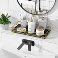 thumbnail image 4 of Toilet Paper Basket Holder, 13" Toilet Tank Tray, Wood and Metal Toilet Tray Vanity Organizer Bathroom Tray, Kitchen Sink Organizer for Soap Dispenser (Black + Gold), 4 of 8