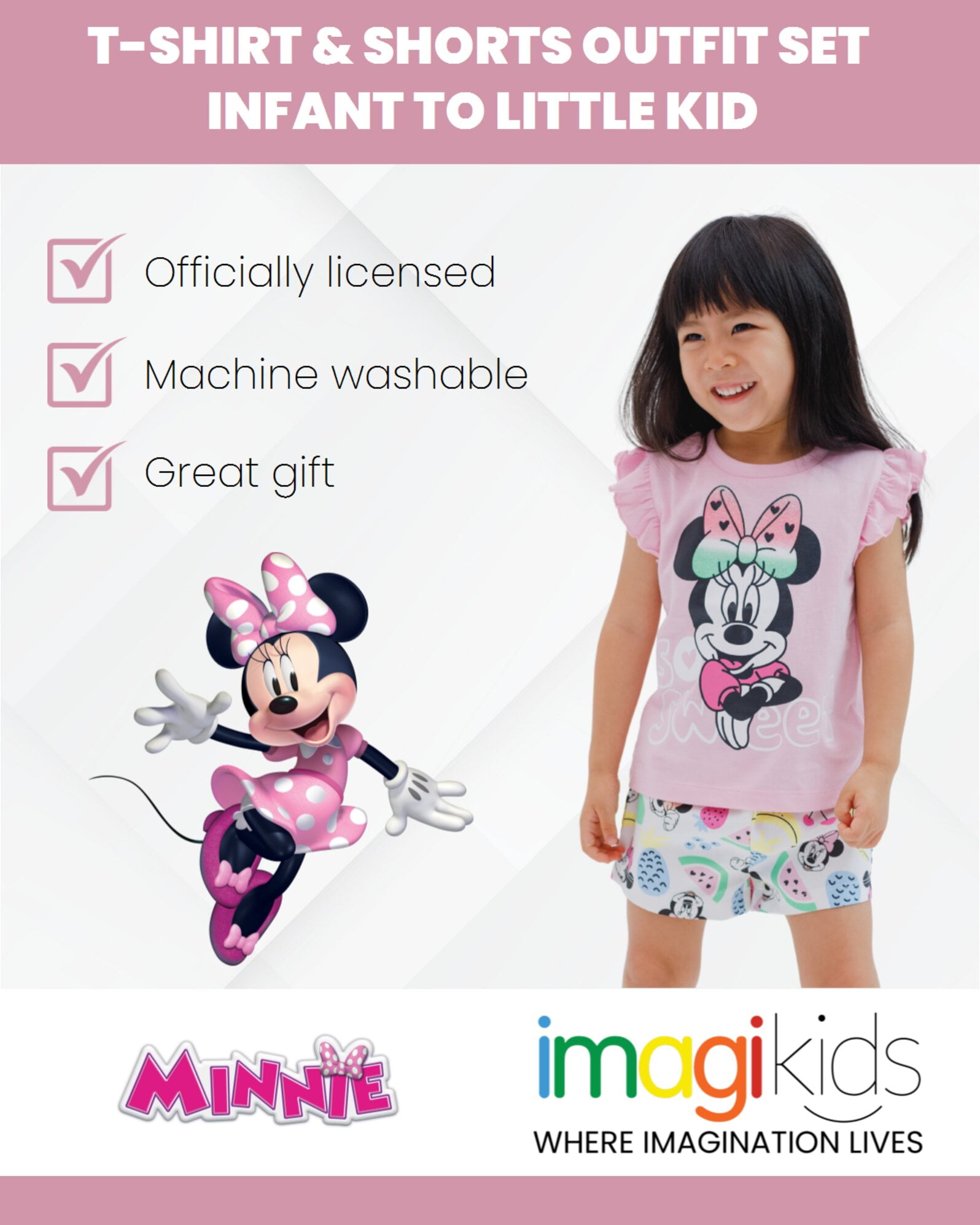 Disney Minnie Mouse Toddler Girls T-Shirt and Bike Shorts Twill Outfit Set 4T