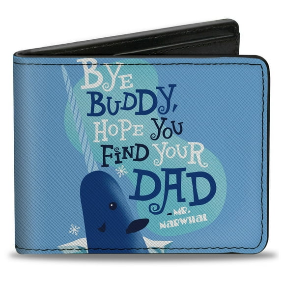Warner Bros. Holiday Movies Wallet, Bifold, Elf Quote Bye Buddy Mr Narwahl Quote Blues, Vegan Leather