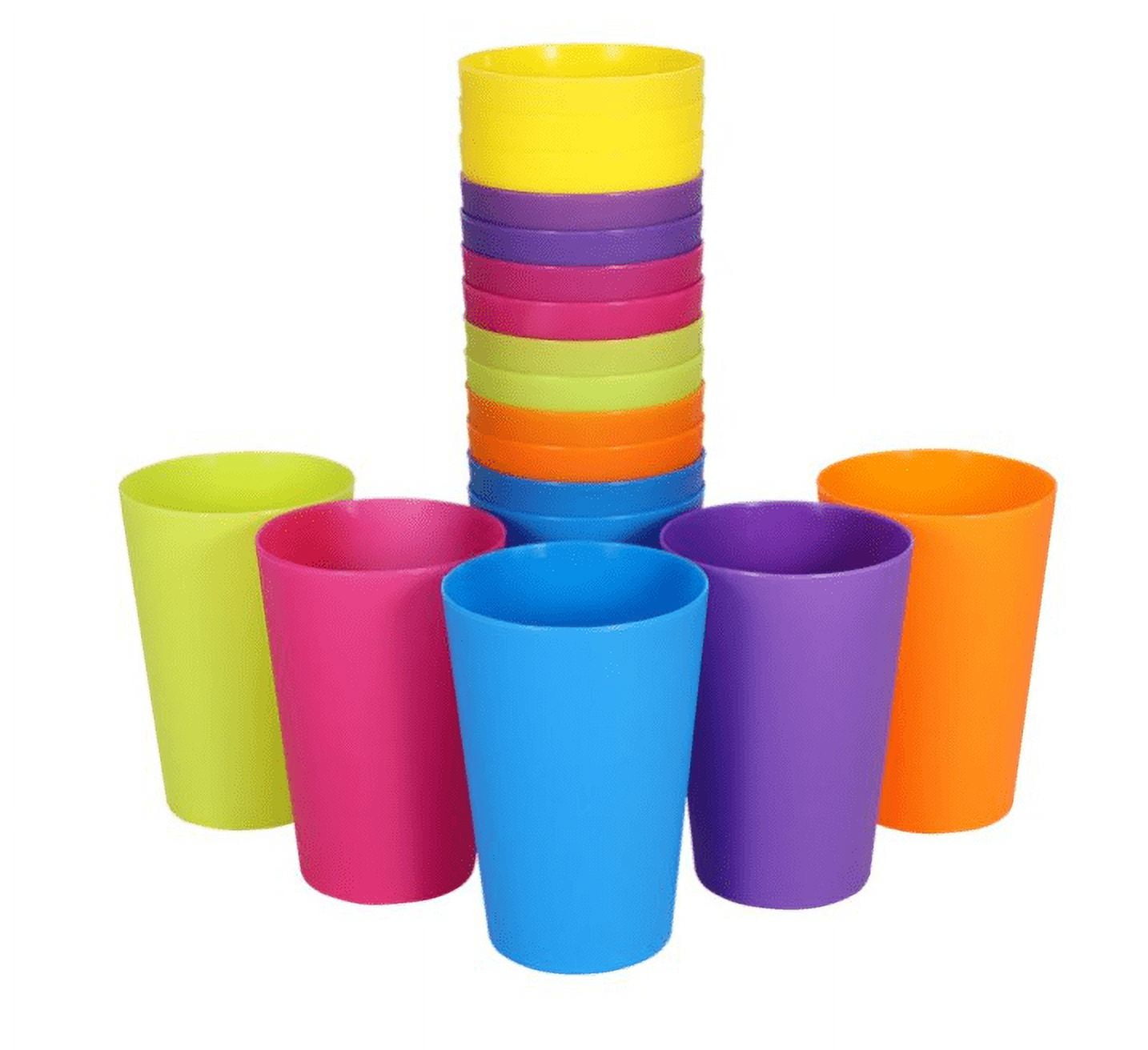 Kids Plastic Cups - 5.6 Ounce Children Drinking Cups Tumblers Reusable -  Dishwasher Safe - BPA-Free Plastic Cups for Kids & Toddlers Bright Colored  - Unbreakable Toddler Cups?Set of 12 