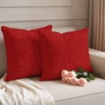 thumbnail image 2 of Red Burlap Texture Outdoor Waterproof Pillow Covers, Farmhouse Vintage Red Decorative Square Throw Pillowcase Sofa Cushion Sham for Patio/Couch/Chair, 18"x18" 2 Pack, 2 of 8