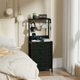 thumbnail image 2 of Furnulem Tall Nightstand with 4 Drawers and Charging Station,LED Night Stand for Bedroom,Dorm,Bedside Table and Bookshelf 2 in 1, Black Oak, 2 of 9