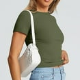 thumbnail image 4 of Tittly T Shirts for Women Going Out Tops Women's Crop T Shirt Girls Summer Pullover Top Women's Thin Round Neck Fashion Short Sleeves Spring Tops for Women Tshirts Shirts Green XS, 4 of 7