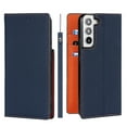 thumbnail image 1 of SaniMore Wallet Case for Samsung Galaxy S23 6.1" 2023, Wrist Strap Flip Kickstand Card Slots Genuine PU Leather Shockproof TPU Shell Anti-fall Full-body Protective Cover For Galaxy S23, Darkblue, 1 of 8