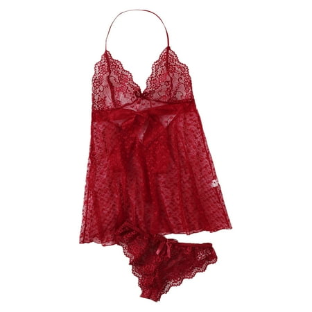 

VALSEEL Women Lingerie Corset Lace Free Wire Racy Muslin Sleepwear Underwear Tops+Briefs