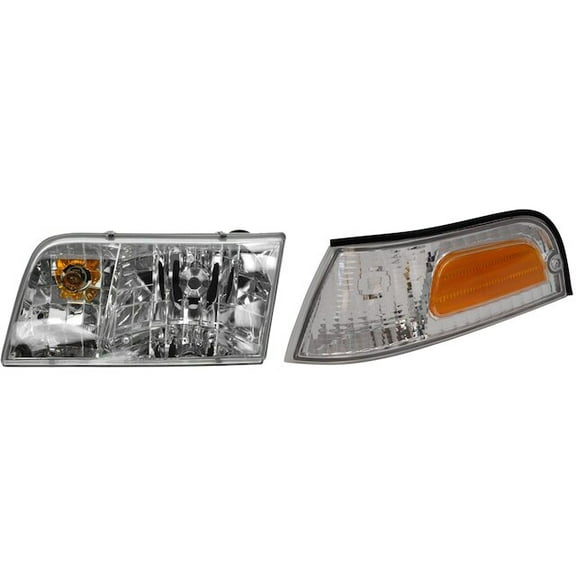 Headlight Assembly and Parking Light Kit 2 Piece - Compatible with 1998 - 2011 Ford Crown Victoria 1999 2000 2001 2002 2003 2004 2005 2006 2007 2008 2009 2010