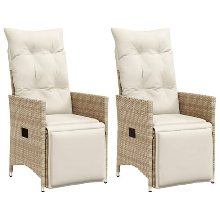 vidaXL Reclining Garden Chair Set of 2 Beige
