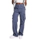 thumbnail image 1 of Pantalones cargo Prolriy para mujer, otoño e invierno, nuevos pantalones casuales, versátiles, de cintura alta, para el trabajo, pantalones holgados para mujer, pantalones de mujer, azul, talla S, 1 of 5