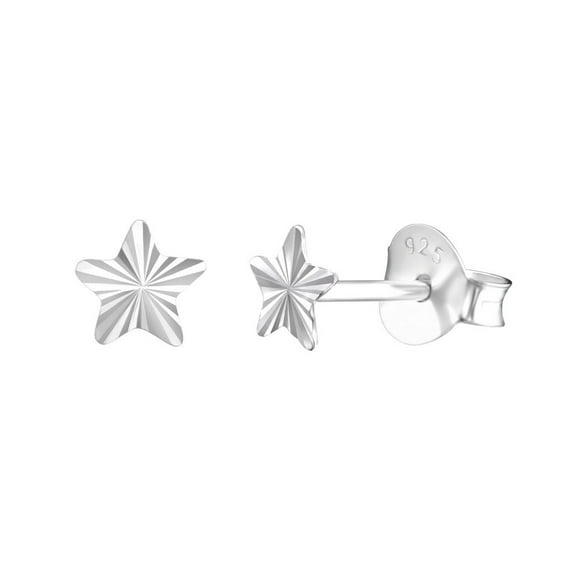 925 Sterling Silver Wavy Design Star Stud Earring