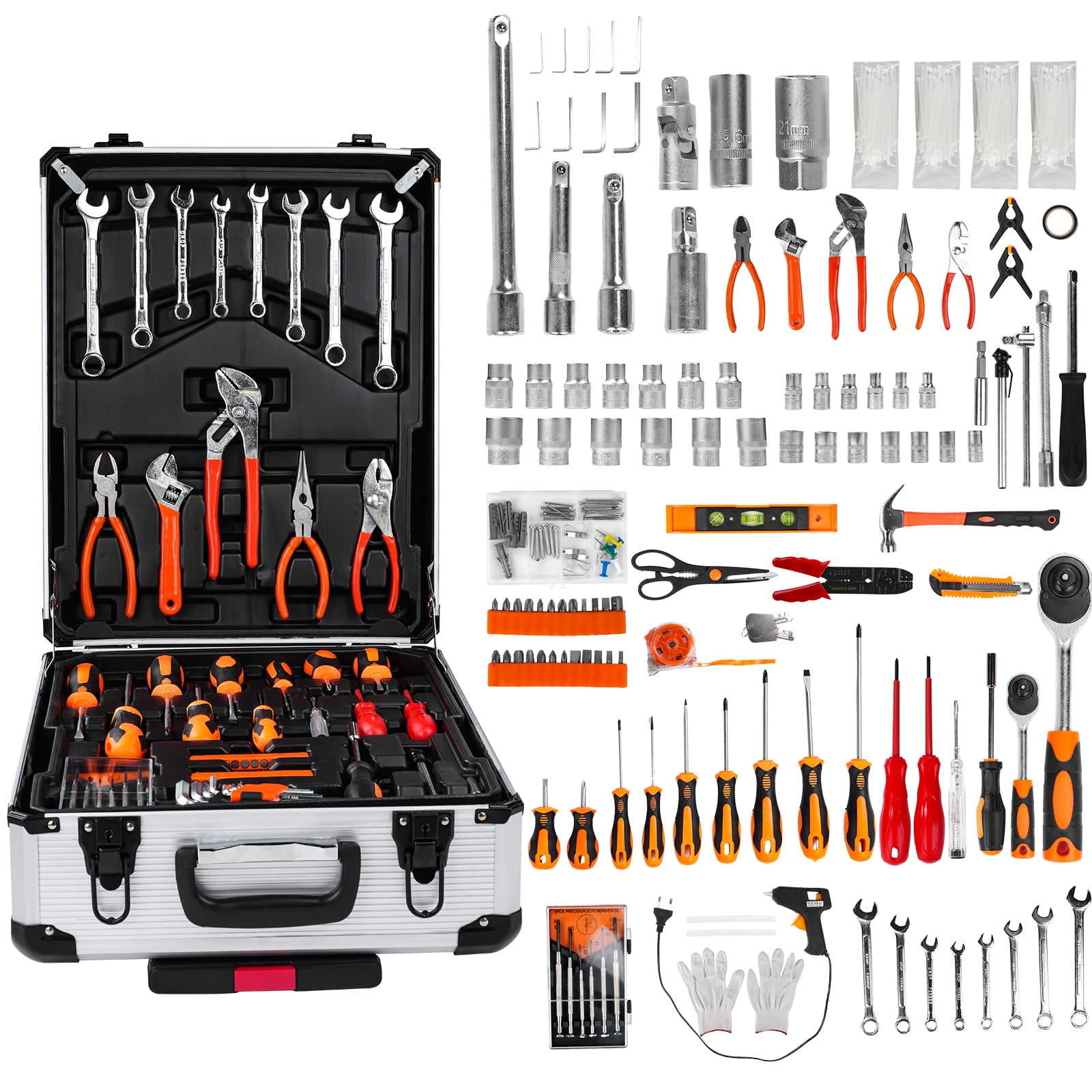 Victool 187-Piece Auto Repair & Home Maintenance Tool Kit with Rolling Tool Box