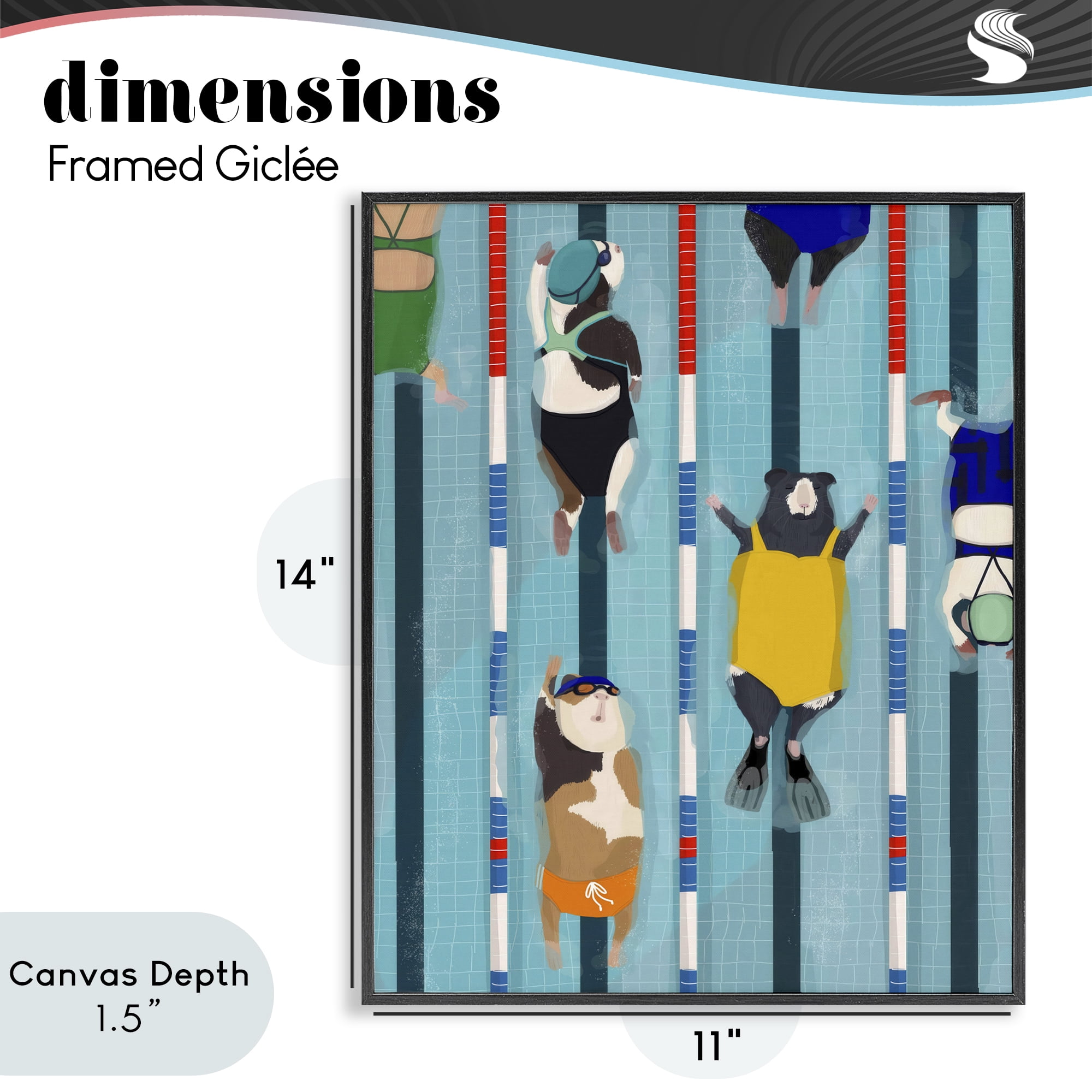 Stupell Industries Guinea Pigs at Lido Black Framed Giclee Art, design by Hanna Melin