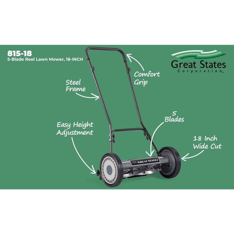 Great States 815-18 18-Inch 5-Blade Manual Push Reel Lawn Mower