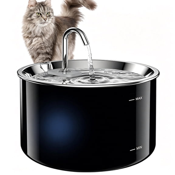 HIBIBUD Cat Water Fountain Stainless Steel Lid,3L/101Oz Pet Water Fountain,Dog Waterer with Quiet Pump and 4-Layer Filtration
