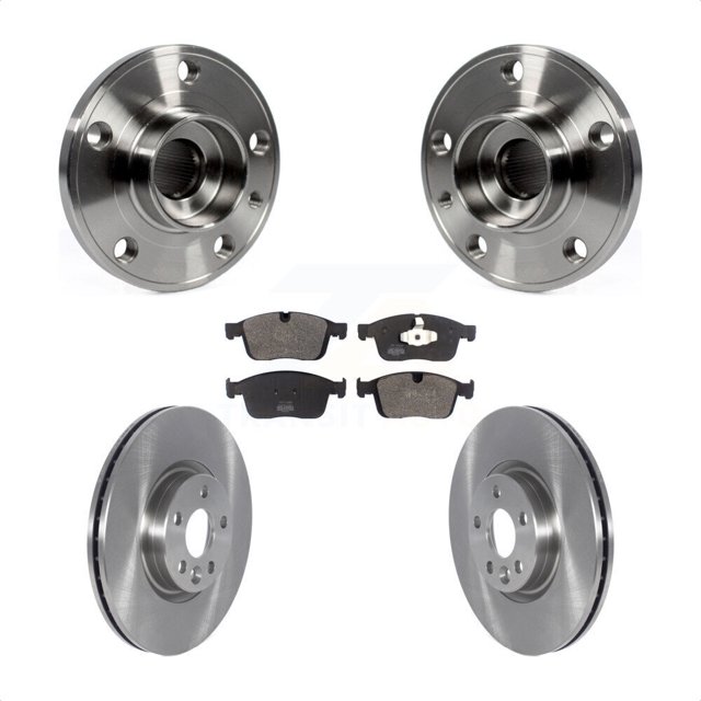 Transit Auto Front Hub Bearing Assembly Disc Brake Rotors and Semi-Metallic Pads Kit for Car Volvo XC60 KBB-122535