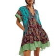 thumbnail image 1 of WILLBEST Robe Sans Bretelles Femmes Robes Boho Robe Fluide Mini Robe à Volants Col en V Profond Décontracté Floral, 1 of 7