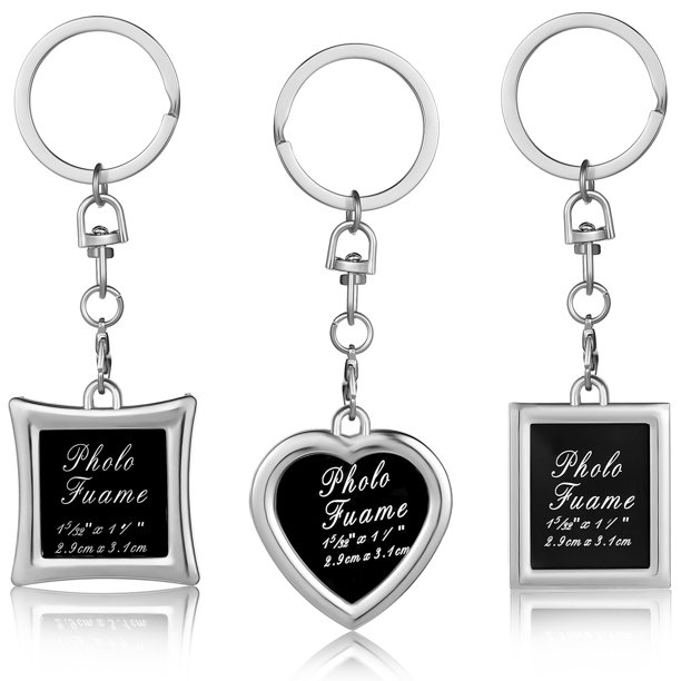3 llaveros para parejas, bonitos llaveros con mini marcos de fotos, llaveros conmemorativos con imagen para él y para ella