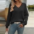 thumbnail image 5 of Annhoo Sweaters for Women Casual Crochet Long Sleeve V Neck Knitted Pullover Shirts Fashion Hollow out Tops, 5 of 6