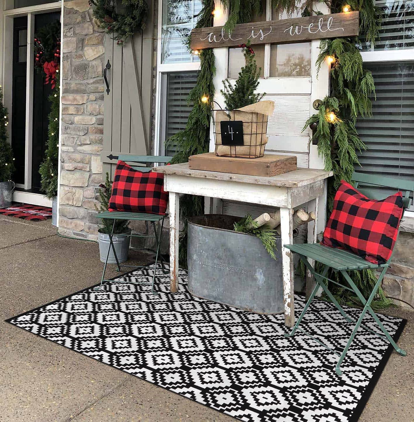 Breezsisan Gray and White Striped Outdoor Front Door Rug 3'x5' Under  Doormats Rug, Hand-Woven Washable Cotton Indoor Rugs for Front Porch,  Patio, Entryway, Farm…