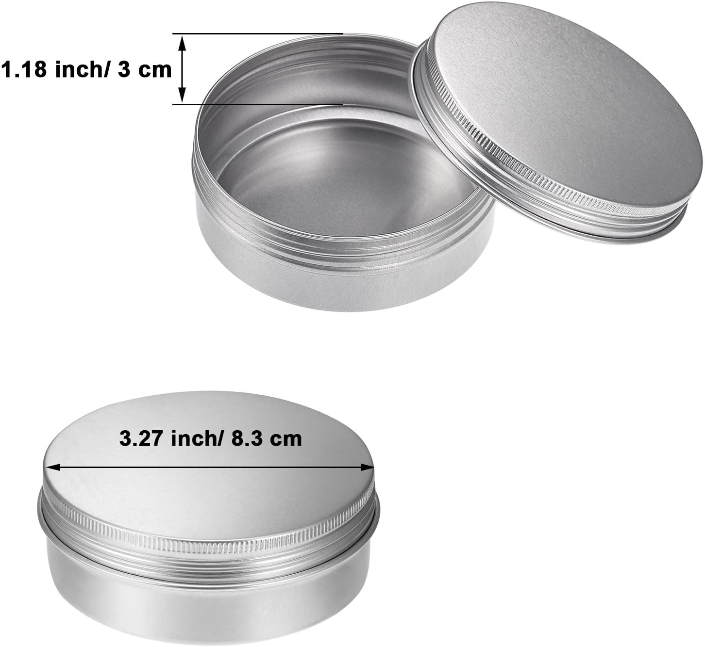 24 Pcs 4 oz Metal Tin Cans Aluminum Round Tin Containers Empty Cans with Screw Lid for Candle Storage Cosmetic Sample Travel Salve Cream