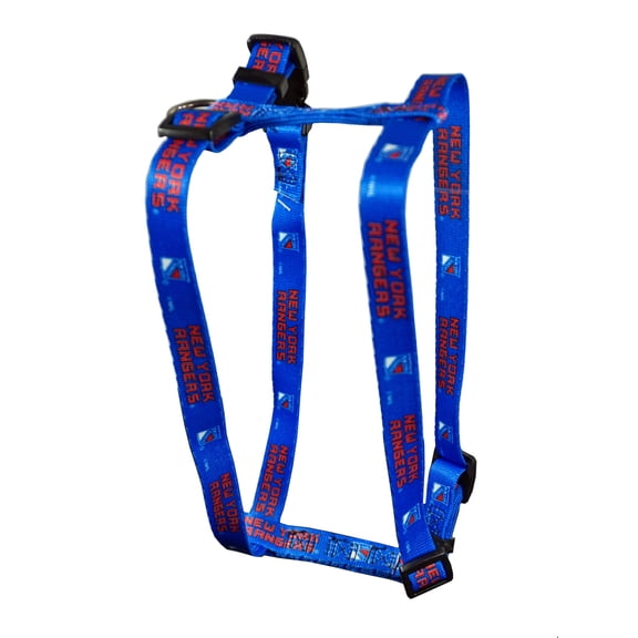 New York Hockey Rangers Extra Small XS 5/8 Inch Wide Adjustable Dog Harness 8" - 14"