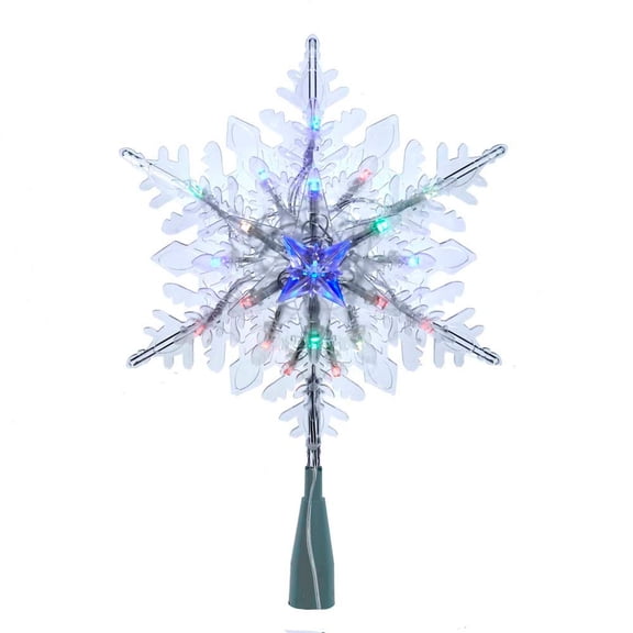 Kurt S. Adler 20-Light 10-Inch Clear Snowflake Treetop with Color-Changing RGB LED Bulbs