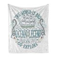 thumbnail image 1 of Explore Soft Flannel Fleece Throw Blanket, Vintage Nautical Design with Ocean Sailor Words and a Hand Drawn Ship, Cozy Plush for Indoor and Outdoor Use, 60" x 80", Multicolor, by Ambesonne, 1 of 6