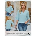 thumbnail image 7 of Hibeli Women V Neck Quarter Sleeve Hollow Out Solid Color Pullover Top, 7 of 7