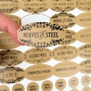 120 Oval Apothecary Poly Weatherproof Labels Plus Bonus Cap Labels for Essential Oil DIY Products by Rivertree Life