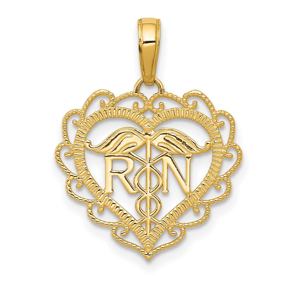 Jewelry Stores Network 14k Yellow Gold Registered Nurse RN Letters