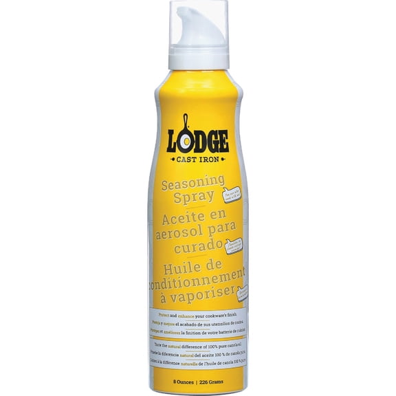 Lodge Cast Iron Seasoning Spray - Seasoning Spray Made with 100% Canola Oil to Restore, Cure, and Care for Cast Iron Cookware - 8 Ounce