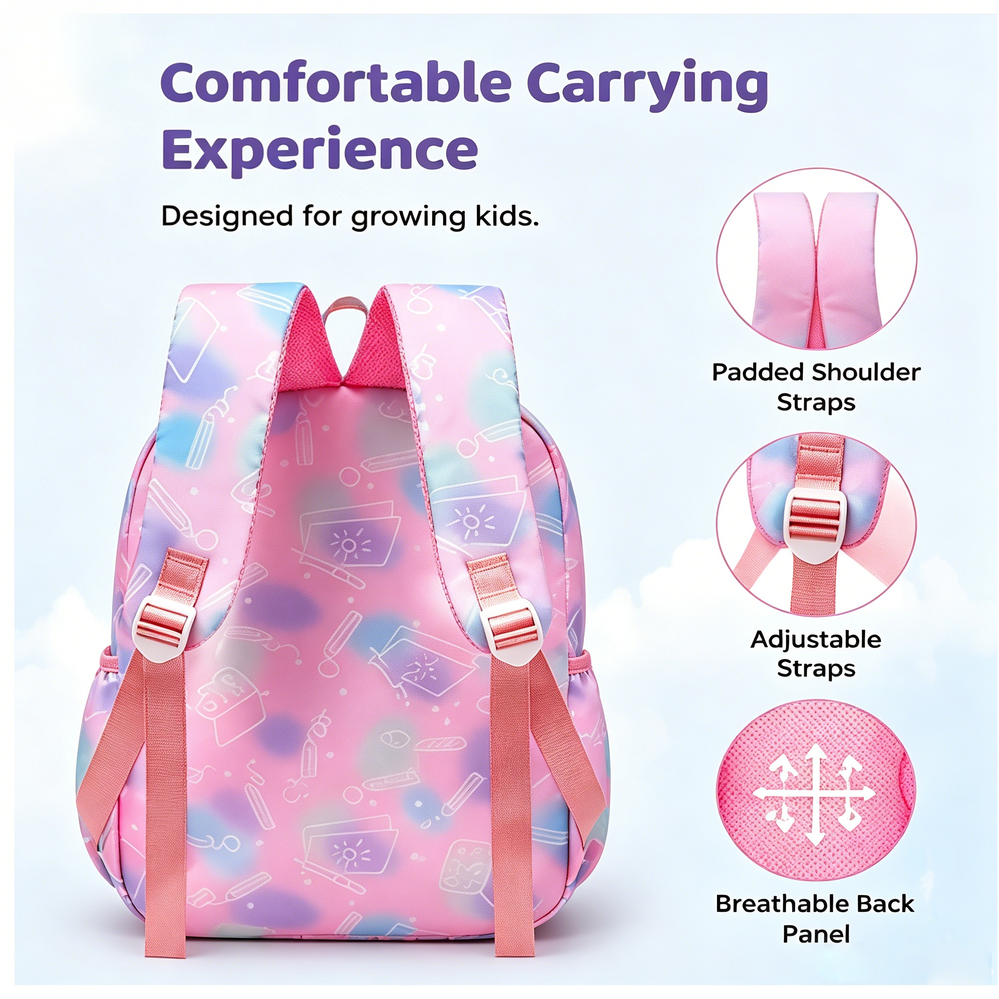 Mochilas escolares para niñas adolescentes, ligeras, con múltiples bolsillos, para secundaria y universidad, rosa 4