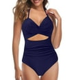 thumbnail image 2 of Womens One Piece Swimsuit with Tummy Control, High Waisted Cutout Design, Front Lace Up & Wrap Tie Back, 2 of 5