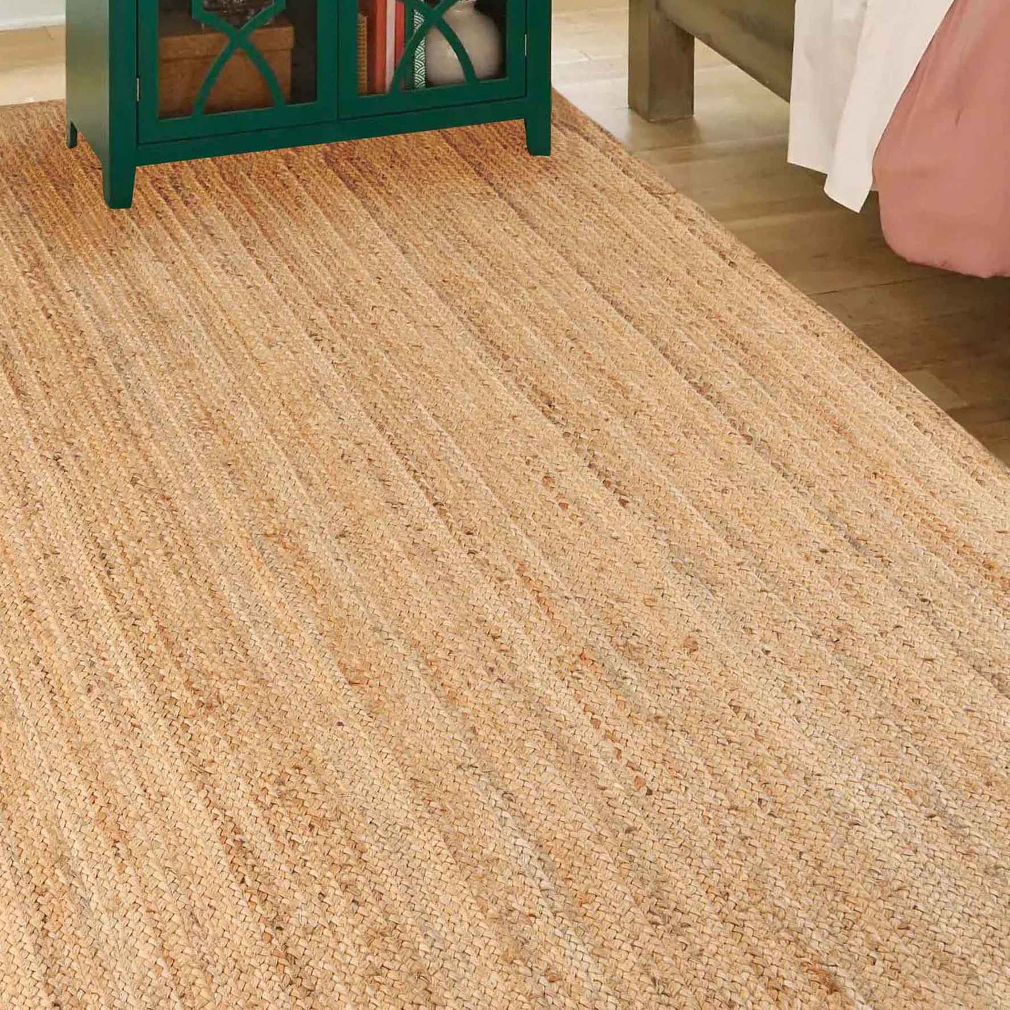 Superior Braided Jute Handwoven Area Rug 10' x 14', Indoor Outdoor Rugs, Natural Tan