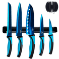 thumbnail image 1 of SiliSlick Juego de Cuchillos de Cocina, Hojas de Colores de Acero Inox. con Revest. de Titanio, Cuchillos de Chef, Pan, Santoku, Multiusos y para Pelar, Soporte Magnético y Afilador Portátil, 1 of 6