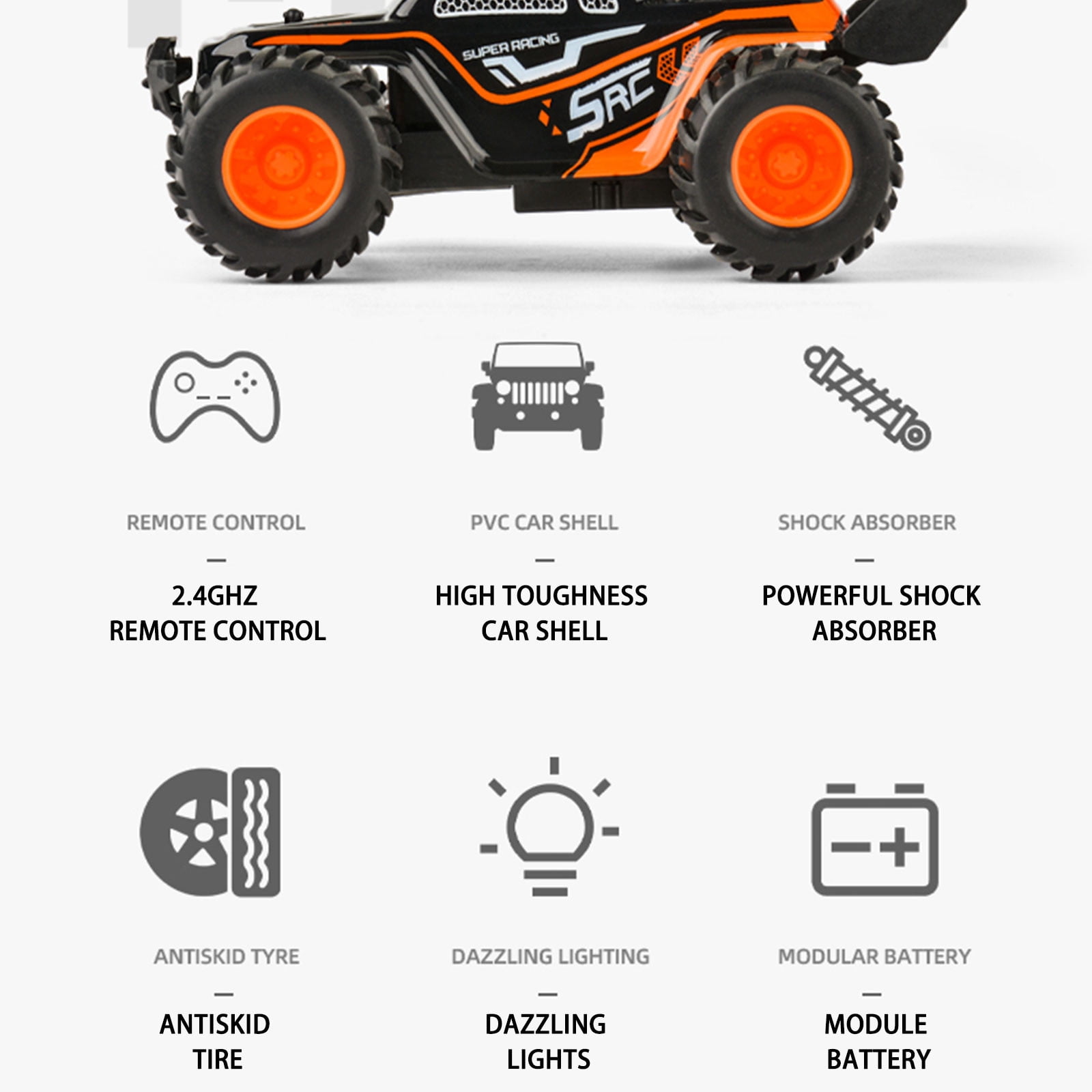 ​1/18 Scale 4WD Mini RC Truck w/Anti-Collision Bumpers - 5km/h Trail Mode & USB Charge | Beginner Car Age 6+ (13.3cm)​​ B