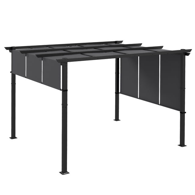 Outsunny 10' x 12' Metal Pergola with Retractable Canopy for Patio, Deck