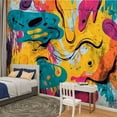 thumbnail image 2 of Peel and Stick Wallpaper Waterproof Graffiti pop art abstract art Abstract Hand Drawing Spray Wall Mural Decor Self Adhesive and Removable 100in x 144in, 2 of 8