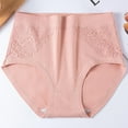 thumbnail image 2 of Oksale Plus Size Cotton Underwear Women Sexy Lace Panties High Waisted Breathable Panty Briefs Soft Cozy Solid Color Underpants Pink 4XL, 2 of 10