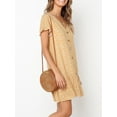 thumbnail image 2 of Summer V-neck Women Print Casual Buttons Dress, 2 of 3