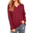 thumbnail image 6 of Xuanfei Women Notch Neck Long Sleeve Chest Pocket Casual T-Shirt, 6 of 8