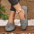 thumbnail image 3 of Pandaie Loafers for Women Comfortable Suede Tassel Walking Slip on Flats Shoes Lightweight Business Casual Work Penny Loafer Grey Size 6.5, 3 of 9