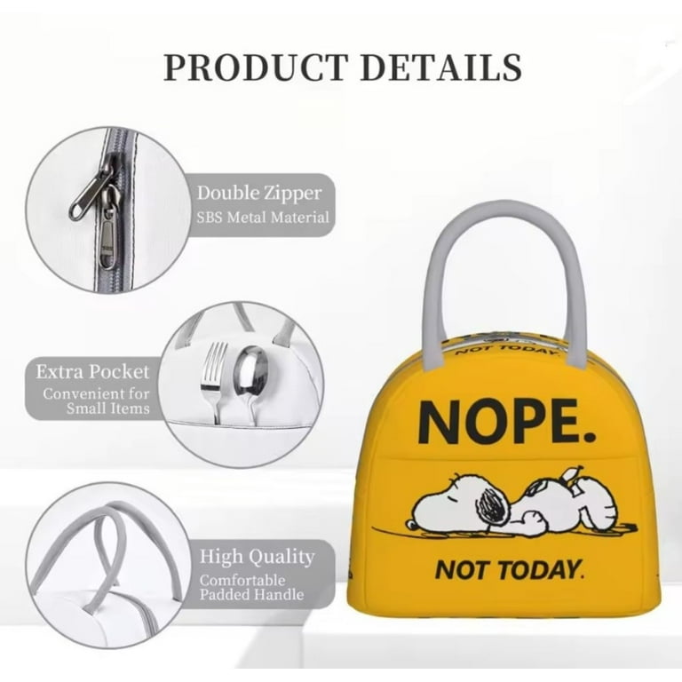 Snoopy Lunch Bag Tote Yellow Insulated Cooler Bag 