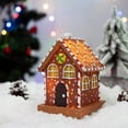 thumbnail image 4 of Gingerbread House Decoration, Glowing LED Christmas Gingerbread House Figurine, Christmas Home Living Room Atmosphere Arrangement Tabletop Resin Decoration, 4 of 5