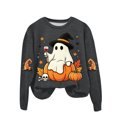 thumbnail image 5 of Duqingm Halloween Sweatshirts for Women Casual Crewneck Pullover Cute Funny Ghost Graphic Sweater Pullover Top,3XL, 5 of 6