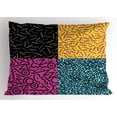 thumbnail image 1 of Indie Pillow Sham Set of Vintage Eighties Fashion Style Patterns Colorful Funky Pop Unusual Doodles, Decorative Standard Queen Size Printed Pillowcase, 30 X 20 Inches, Multicolor, by Ambesonne, 1 of 2