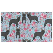 French Bulldog and Flower Door Rugs,Washable Non Slip Door Mats Indoor,Decorative Door Mats,Entry Mat Indoor for Entrance,Bedroom,Kitchen,Bathroom,17"x30"