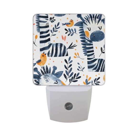 Zebra Leaf Birds Night Light 2 Pack LED Nightlight Plug into Wall Dusk to Dawn Sensor Soft White