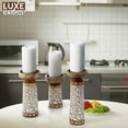 thumbnail image 4 of Luxe Designs | White Hand Carved Mango Wood Pillar Candle Holders - Set of 3 Candlestick Holder - Table Centerpieces - Size 6", 8", 10”, 4 of 7