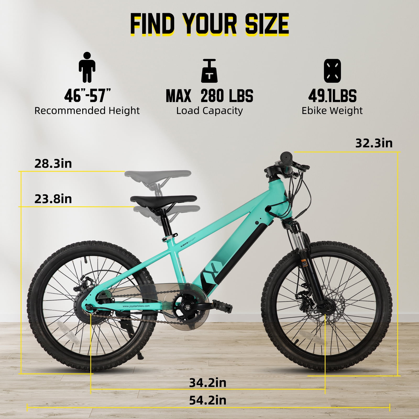JOYSTAR Electric Bike for Teenagers, Ages 7+ with 250W Brushless Motor, 15 Miles 15MPH Electric Mountain Bicycle with Removable Battery, Multiple Colors